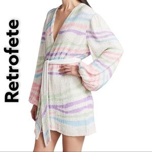 NWT Retrofete  Gabrielle Robe Sequin Wrap Dress S